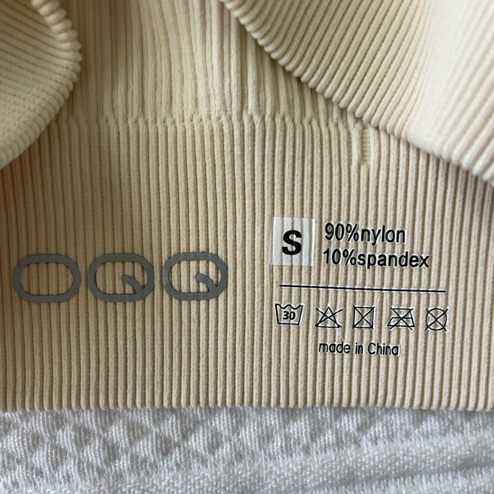 💙OQQ Sports Bra Top Bundle Cobalt Blue Padded Cream One Shoulder Ribbed Small - Picture 4 of 12